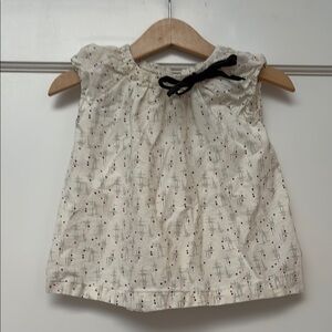 Bonpoint Charming Cream Kids Dress with Bow Accent